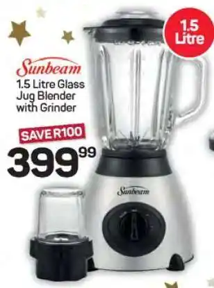 Pick n Pay Hypermarket Sunbeam 1.5 Litre Glass Jug Blender with Grinder offer
