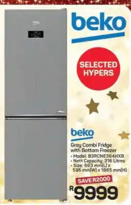 Pick n Pay Hypermarket Beko Grey Combi Fridge with Bottom Freezer offer