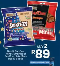 Pick n Pay Nestlé Bar-One, KitKat, Smarties or Tex Chocolate Minis Bag 135-189g offer