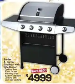 Pick n Pay Hypermarket Stellar 4-Burner Gas Braai with Side Burner offer