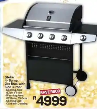 Pick n Pay Hypermarket Stellar 4-Burner Gas Braai with Side Burner offer