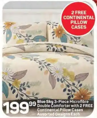 Pick n Pay Hypermarket Blue Sky 3-Piece Microfibre Double Comforter offer
