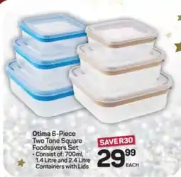 Pick n Pay Hypermarket Otima 6-Piece Two Tone Square Foodsavers Set offer