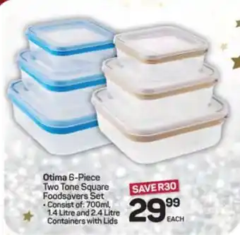 Pick n Pay Hypermarket Otima 6-Piece Two Tone Square Foodsavers Set offer