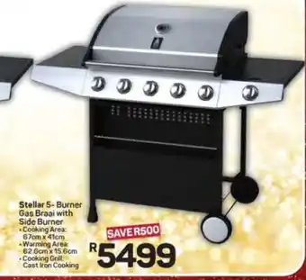 Pick n Pay Hypermarket Stellar 5-Burner Gas Braai with Side Burner offer
