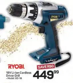 Pick n Pay Hypermarket RYOBI 18V Li-Ion Cordless Driver Drill offer