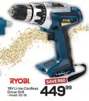 Pick n Pay Hypermarket RYOBI 18V Li-Ion Cordless Driver Drill offer
