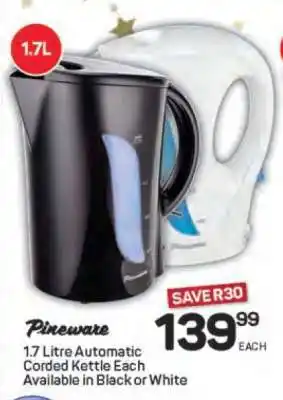 Pick n Pay Pineware 1.7 Litre Automatic Corded Kettle offer