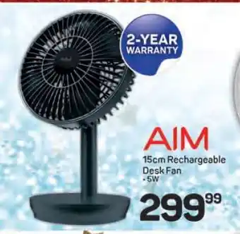 Pick n Pay Hypermarket AIM 15cm Rechargeable Desk Fan offer