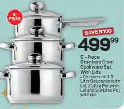 Pick n Pay 6-Piece Stainless Steel Cookware Set with Lids offer
