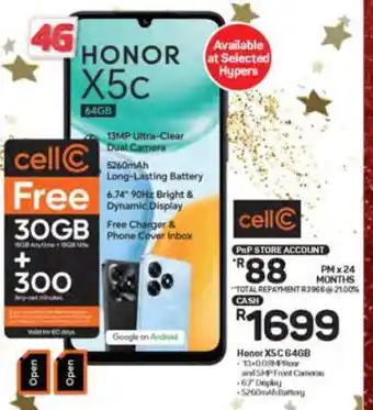 Pick n Pay Hypermarket Honor X5C 64GB offer