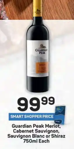 Pick n Pay Guardian Peak Merlot, Cabernet Sauvignon, Sauvignon Blanc or Shiraz 750ml Each offer