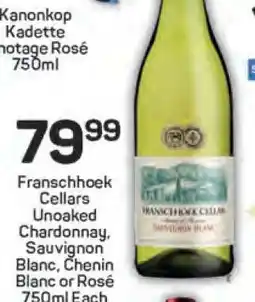 Pick n Pay Franschhoek Cellars Unoaked Chardonnay, Sauvignon Blanc, Chenin Blanc or Rosé offer