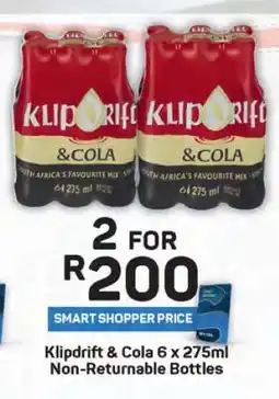 Pick n Pay Klipdrift & Cola 6 x 275ml Non-Returnable Bottles offer