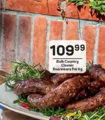 Pick n Pay Bulk Country Classic Boerewors Per kg offer