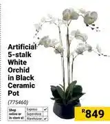 Builders Warehouse Artificial 5-Stalk White Orchid In Black Ceramic Pot 775460 offer