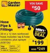 Builders Warehouse Garden Master Hose Pipe & Fittings 20m x 12mm (628126) offer