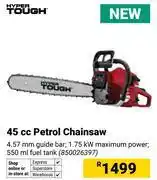 Builders Warehouse Hyper Tough 45cc Petrol Chainsaw (850026397) offer