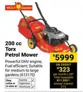 Builders Warehouse Wolf Garden 200cc Petrol Mower 613170 offer