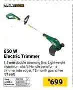 Builders Warehouse Trimtech 650W Electric Trimmer 21360 offer