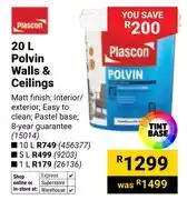 Builders Warehouse Plascon 20L Polvin Walls & Ceilings (15014) offer