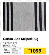 Builders Warehouse Cotton Jute Stripped Rug 1.2m x 1.8m (850017700) offer