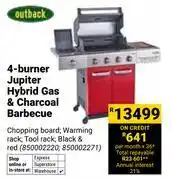 Builders Warehouse Outback 4 Burner Jupiter Hybrid Gas & Charcoal Barbecue (850002220,850002271) offer