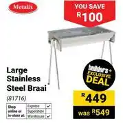 Builders Warehouse Metalix Large Stainless Steel Braai 81716 offer
