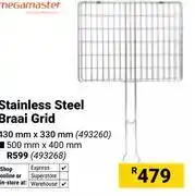 Builders Warehouse Megamaster Stainless Steel Braai Grid 430mm x 330mm 493260 offer