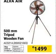 Builders Warehouse Alva Air 500mm Tripod Wooden Fan ACS214 850021083 offer