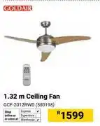 Builders Warehouse Goldair 1.32m Ceiling Fan GCF-2012RWD offer