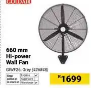 Builders Warehouse Goldair 660mm Hi-Power Grey Wall Fan GIWF26 offer