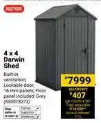 Builders Warehouse Keter 4 x 4 Darwin Shed 850018273 offer
