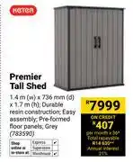 Builders Warehouse Keter Premier Tall Shed 1.4m (W) x 736mm (D) x 1.7m (H) 783590 offer