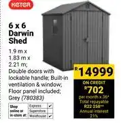 Builders Warehouse Keter 6 x 6 Darwin Shed 1.9m x 1.83m x 2.21m 780383 offer