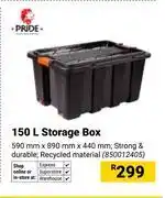 Builders Warehouse Pride 150Ltr Storage Box 590mm x 890mm x 440mm 850012405 offer