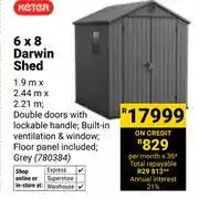 Builders Warehouse Keter 6 x 8 Darwin Shed 1.9m x 2.44m x 2.21m 780384 offer