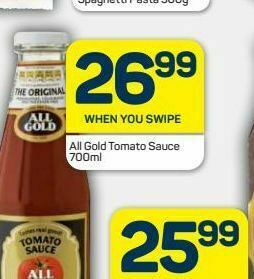 Pick n Pay All gold tomato sauce offer