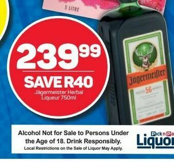 Pick n Pay Jagermeister herbal liqueur offer