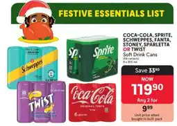 Makro Coca-Cola, Sprite, Schweppes, Fanta, Stoney, Sparletta or Twist Soft Drink Cans offer