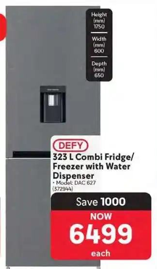 Makro DEFY 323 L Combi Fridge/Freezer with Water Dispenser offer