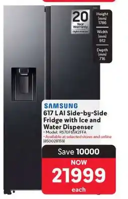 Makro Samsung 617 L AI Side-by-Side Fridge with Ice and Water Dispenser offer