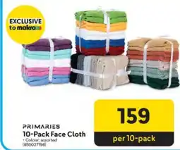Makro PRIMARIES 10-Pack Face Cloth offer