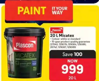 Makro Plascon 20 L Micatex offer