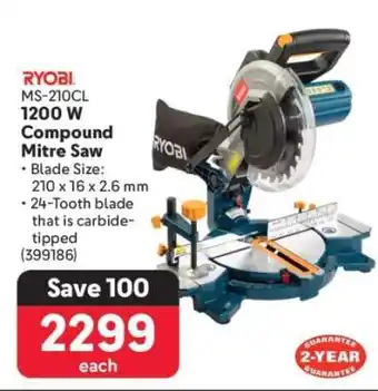 Makro RYOBI MS-210CL 1200 W Compound Mitre Saw offer