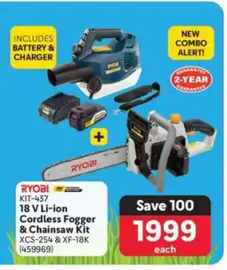 Makro RYOBI KIT-437 18 V Li-ion Cordless Fogger & Chainsaw Kit offer
