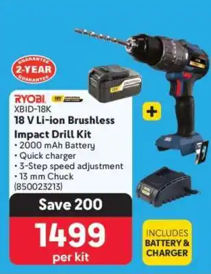 Makro RYOBI XBID-18K 18 V Li-ion Brushless Impact Drill Kit offer
