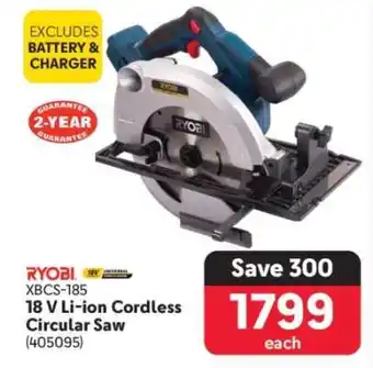 Makro RYOBI XBCS-185 18 V Li-ion Cordless Circular Saw offer