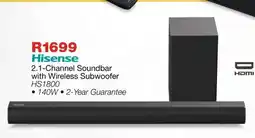 OK Furniture Hisense 2.1-Channel Soundbar with Wireless Subwoofer HS1800 offer