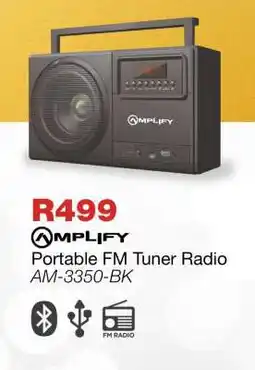 OK Furniture Amplify Portable FM Tuner Radio AM-3350-BK offer